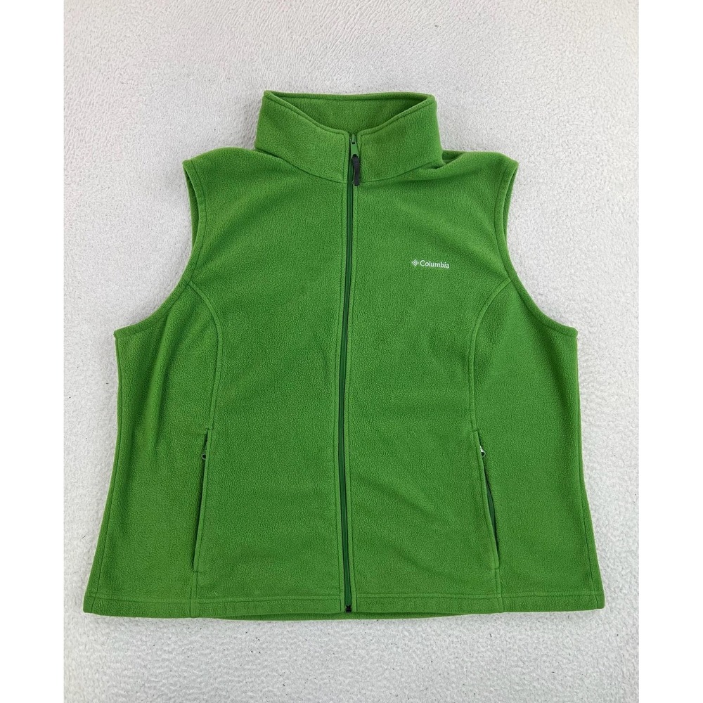 Columbia Vest Womens 3X Green Fleece Full Zip Pockets Lightweight Outdoor
